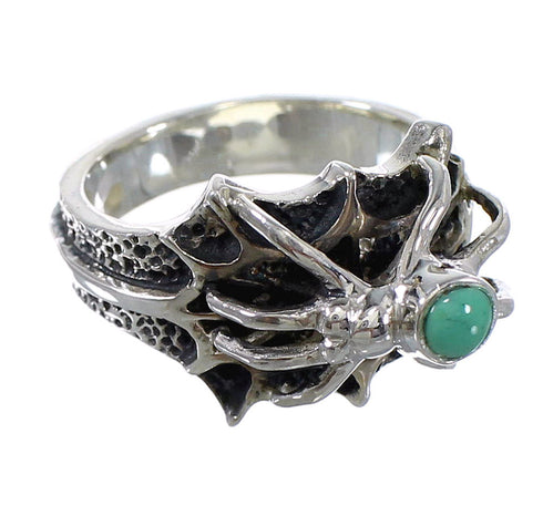 Turquoise Silver Southwestern Spider Ring Size 8-1/4 AX53010