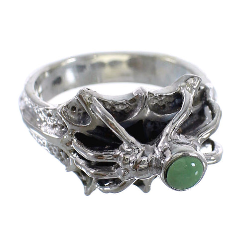 Silver Southwest Turquoise Spider Ring Size 6-3/4 AX53028