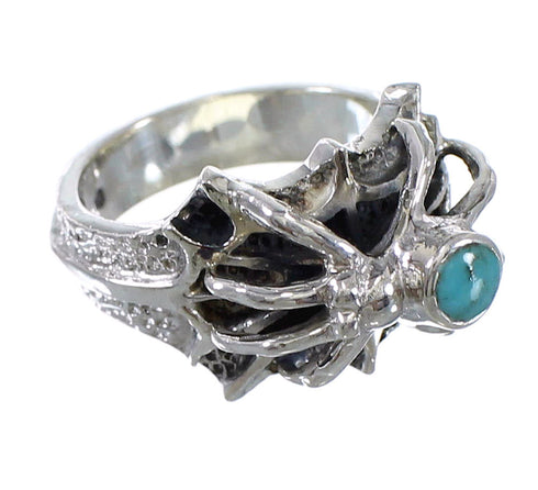 Turquoise And Sterling Silver Spider Ring Size 6-1/4 AX53046