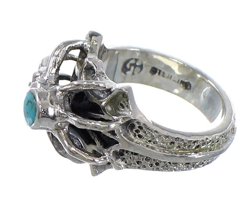 Turquoise And Sterling Silver Spider Ring Size 6-1/4 AX53046