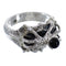 Sterling Silver Southwestern Jet Spider Ring Size 5-3/4 AX53073