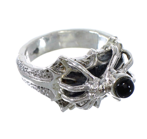 Southwestern Jet And Silver Spider Ring Size 6-1/4 AX53061