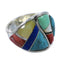 Southwest Multicolor Inlay Sterling Silver Ring Size 5-1/2 AX53135
