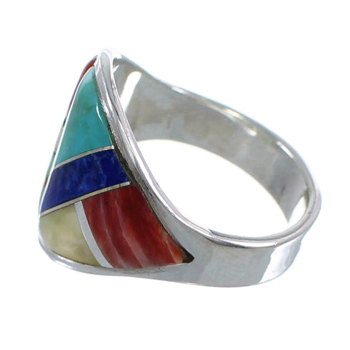 Southwestern Multicolor Sterling Silver Ring Size 6-1/2 AX53139