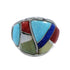 Southwestern Sterling Silver Multicolor Inlay Ring Size 4-3/4 AX53146