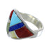Southwestern Sterling Silver Multicolor Inlay Ring Size 4-3/4 AX53146