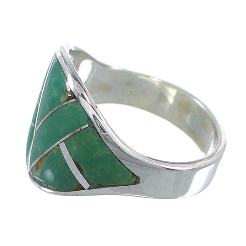 Turquoise Inlay Sterling Silver Ring Size 7-1/2 AX53177