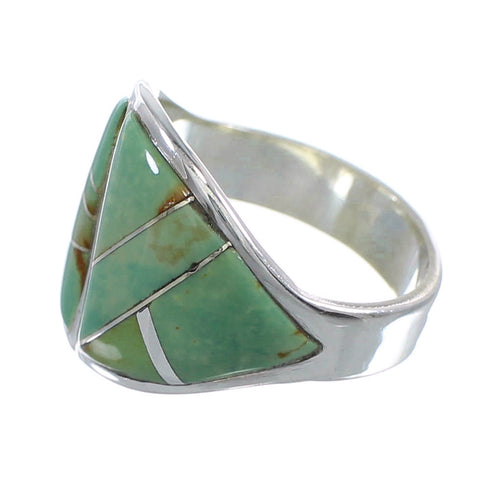 Genuine Sterling Silver Turquoise Inlay Ring Size 6-3/4 AX53183