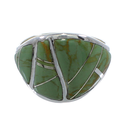 Sterling Silver Turquoise Inlay Jewelry Ring Size 8-1/4 AX53186
