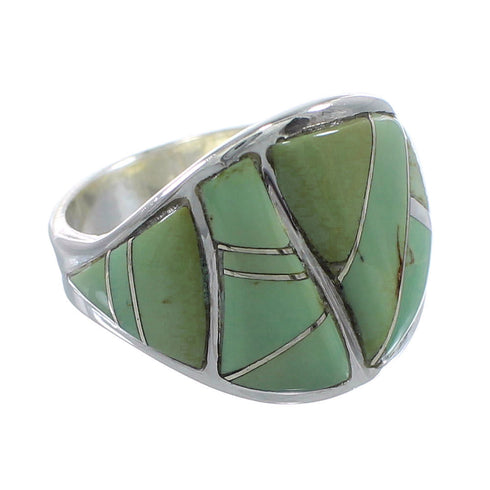Southwestern Sterling Silver And Turquoise Inlay Ring Size 6 AX53195