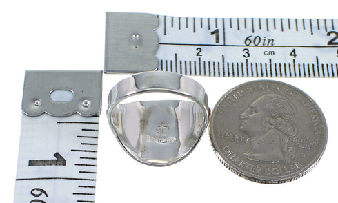 Southwestern Sterling Silver And Turquoise Ring Size 8-1/4 AX53196