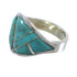 Turquoise Inlay Southwestern Sterling Silver Ring Size 8-1/4 AX53277