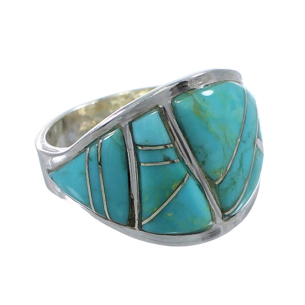 Turquoise Inlay Sterling Silver Jewelry Ring Size 5-1/4 AX53295