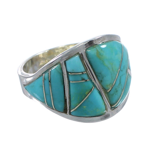 Southwest Turquoise Silver Jewelry Ring Size 6-3/4 AX53305