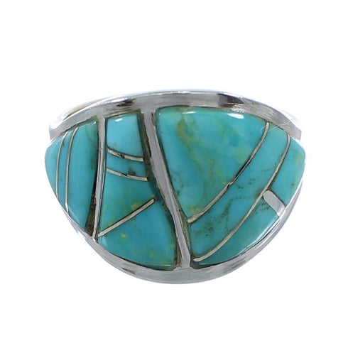 Turquoise Silver Jewelry Ring Size 5-3/4 AX53303