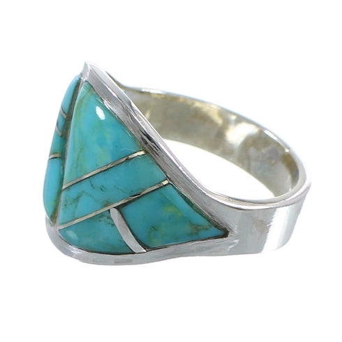 Turquoise Inlay Sterling Silver Jewelry Ring Size 5-1/4 AX53295