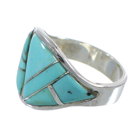 Authentic Sterling Silver Turquoise Jewelry Ring Size 6 AX53310