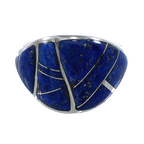 Southwestern Silver Lapis Inlay Ring Size 5-1/2 AX53348