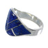 Southwestern Silver Lapis Inlay Jewelry Ring Size 6-1/2 AX53346