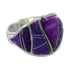 Silver Magenta Turquoise Inlay Ring Size 4-3/4 AX53374