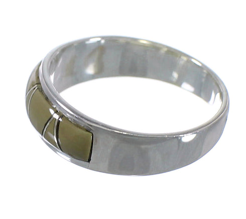 Southwest Turquoise Inlay Sterling Silver Ring Size 6-3/4 AX53384