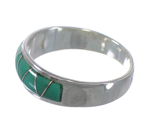 Turquoise Inlay Southwestern Silver Ring Size 6-1/4 AX53395