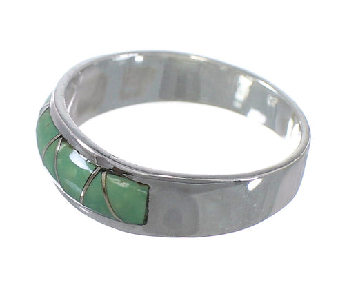 Southwest Sterling Silver Turquoise Inlay Ring Size 7-1/4 AX53415
