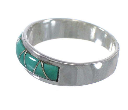 Southwest Silver Turquoise Ring Size 6 AX53418