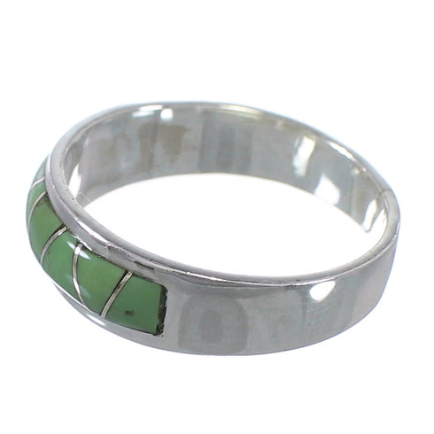 Authentic Sterling Silver And Turquoise Inlay Ring Size 7-1/2 AX53431