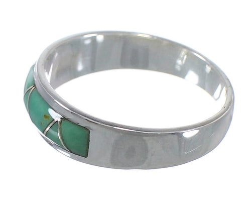 Sterling Silver And Turquoise Inlay Southwestern Ring Size 8-3/4 AX53438