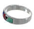 Multicolor Inlay Southwestern Sterling Silver Ring Size 8-3/4 AX53619