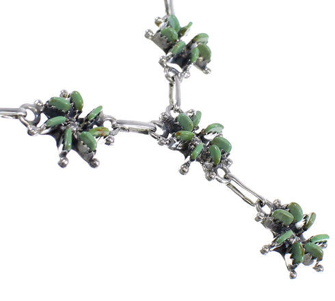 Turquoise Needlepoint Silver Southwest Necklace And Earring Set CX53668