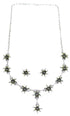 Southwestern Turquoise Needlepoint Silver Necklace And Earring Set EX54207