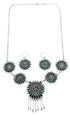 Sterling Silver Southwest Turquoise Needlepoint Necklace And Earring Set CX53831