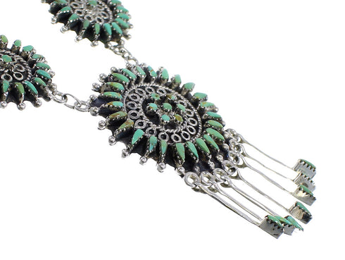 Sterling Silver Southwest Turquoise Needlepoint Necklace And Earring Set CX53831