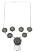 Turquoise Needlepoint Southwest Sterling Silver Necklace And Earring Set CX53840