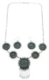 Southwest Sterling Silver Turquoise Needlepoint Necklace And Earring Set EX54062