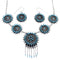 Turquoise Needlepoint Southwestern Silver Necklace And Earring Set EX54063
