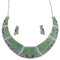 Southwest Turquoise Sterling Silver Water Wave Necklace And Earrings Set CX53551