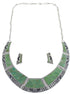 Southwest Turquoise Sterling Silver Water Wave Necklace And Earrings Set CX53551