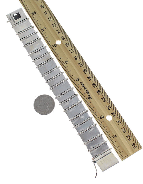 Multicolor Inlay Whiterock Sunset Silver Link Bracelet AX54097