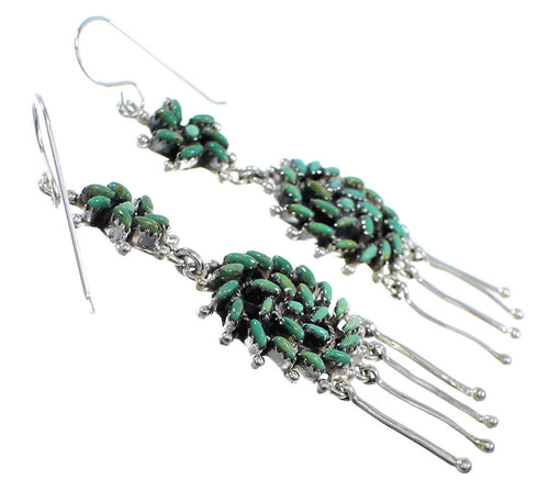 Genuine Sterling Silver Turquoise Needlepoint Hook Earrings RX55074