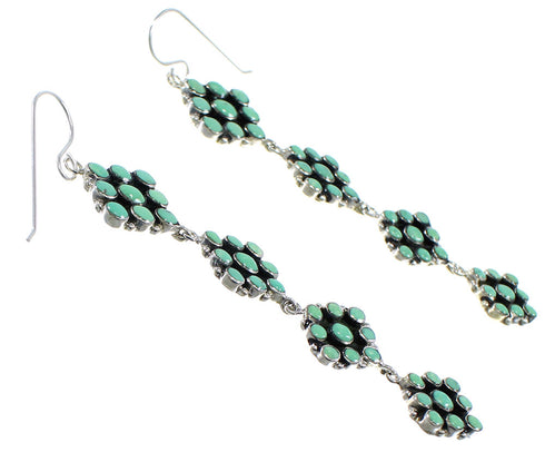 Southwestern Turquoise Sterling Silver Hook Dangle Earrings RX55162
