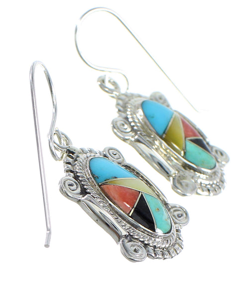 Multicolor Sterling Silver Hook Dangle Earrings RX54701