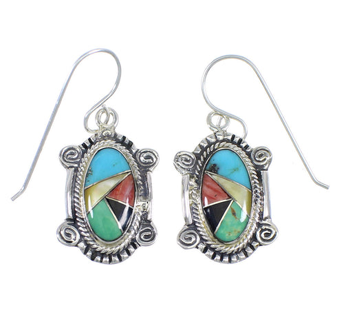 Sterling Silver And Multicolor Hook Dangle Earrings RX54704