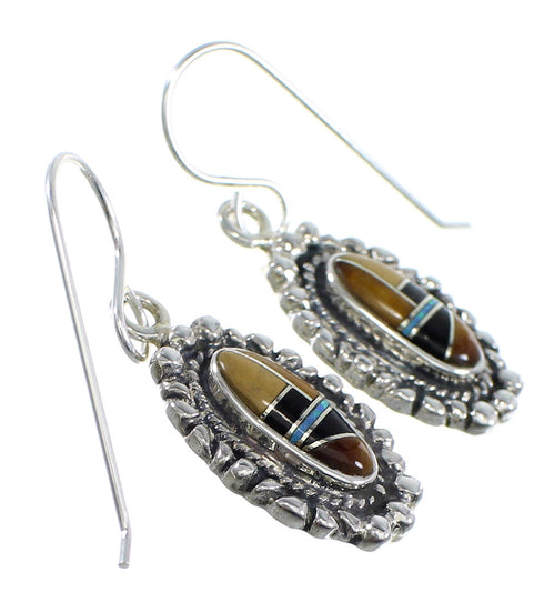 Multicolor Southwest Silver Hook Dangle Earrings RX54746