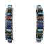 Multicolor Needlepoint Genuine Sterling Silver Post Hoop Earrings RX55579