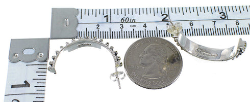 Multicolor Needlepoint Genuine Sterling Silver Post Hoop Earrings RX55579