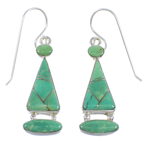 Southwestern Turquoise Inlay Sterling Silver Earrings RX55588