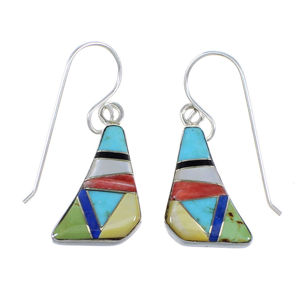Multicolor Inlay Sterling Silver Hook Earrings RX55715